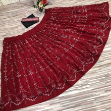 Load image into Gallery viewer, Glourious Maroon Color Georgette Embroidered Work Lehenga Choli For Function Wear
