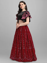 Load image into Gallery viewer, Glourious Maroon Color Georgette Embroidered Work Lehenga Choli For Function Wear

