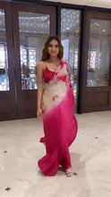 Load image into Gallery viewer, Wedding Wear Satin Silk Printed Saree with Sequence Work Blouse Piece
