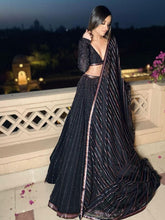 Load image into Gallery viewer, Black Color Georgette Sequence Work Designer Lehenga Choli For Girls Wear
