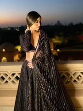 Load image into Gallery viewer, Black Color Georgette Sequence Work Designer Lehenga Choli For Girls Wear
