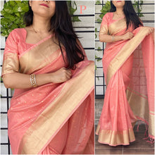 Load image into Gallery viewer, Party Wear Organza Silk Jari Border Saree Blouse For Women
