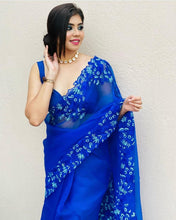 Load image into Gallery viewer, Wedding Wear Organza Silk Multi Thread Embroidered Work Designer Saree Blouse
