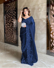 Load image into Gallery viewer, Wedding Wear Organza Silk Multi Thread Embroidered Work Designer Saree Blouse
