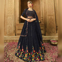 Load image into Gallery viewer, Black Colour Embroidered Attractive Party Wear Silk Lehenga choli For Women
