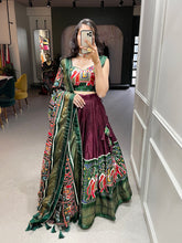 Load image into Gallery viewer, Wedding Wear Dola Silk Patola Print Semi Stitch Lehenga Choli
