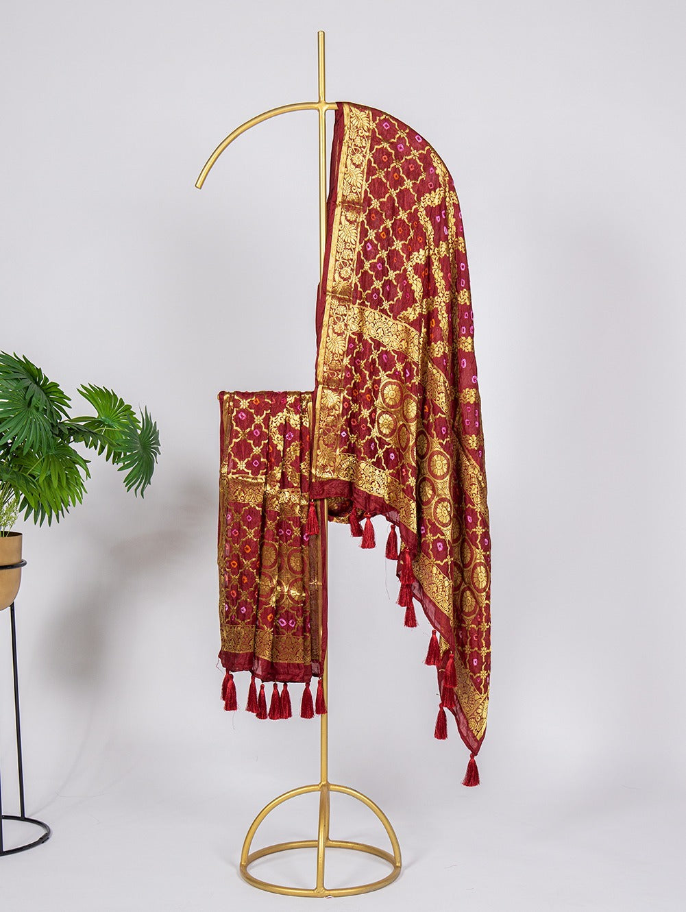 Party Wear Red Color Pure Bandhej Print Dupatta For Marriage Matching
