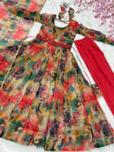 Load image into Gallery viewer, Attractive Organza Silk Printed Readymade Gown For Girls Wear

