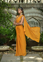 Load image into Gallery viewer, Lovely Mustard Color Ready to Wear 1 Minutes Malay Silk Saree with Stitched Blouse

