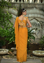 Load image into Gallery viewer, Lovely Mustard Color Ready to Wear 1 Minutes Malay Silk Saree with Stitched Blouse
