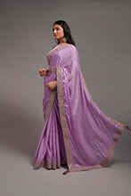 Load image into Gallery viewer, Gorgeous Purple Color Chinon Silk All Over print and Coding Work Designer Saree
