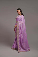 Load image into Gallery viewer, Gorgeous Purple Color Chinon Silk All Over print and Coding Work Designer Saree
