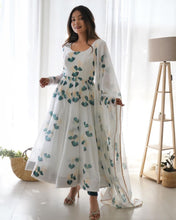 Load image into Gallery viewer, White Readymade Georgette Print Gown Style Frock For Girls Wear
