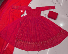 Load image into Gallery viewer, Designer Black &amp; Red Color Georgette Full Stitched Salwar Suit
