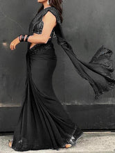 Load image into Gallery viewer, Flattering Black Color Function Wear Georgette Sequence Work Saree Blouse
