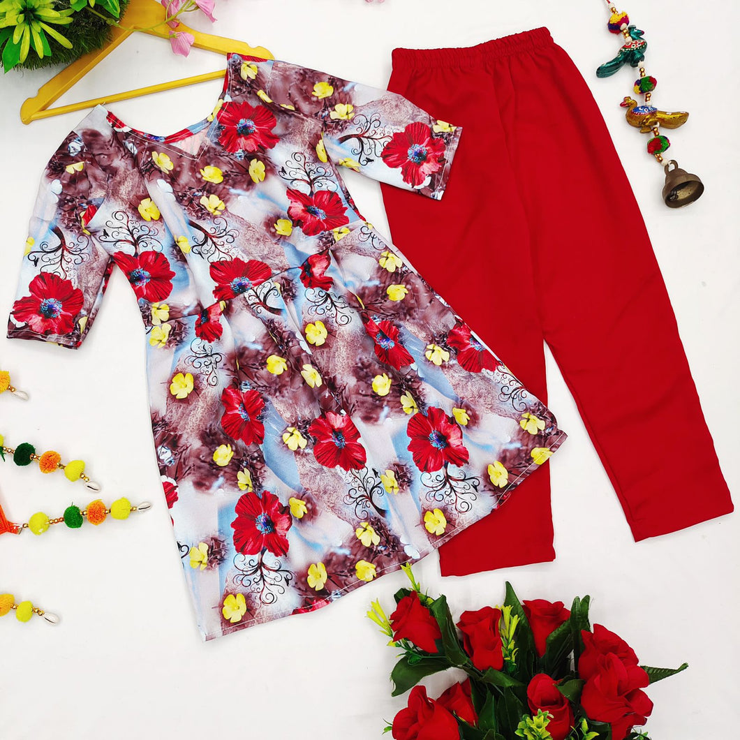 Casual Wear Rayon Digital Printed Full Stitched Plazo Kurti For Girls