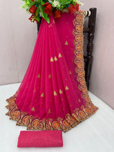 Load image into Gallery viewer, Wedding Wear Designer Heavy Georgette Saree With Embroidery With Hevy Ston Work

