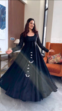 Load image into Gallery viewer, Fancy Designer Beautiful Black Color Faux Georgette Anarkali Suit With Thred Work.
