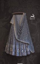 Load image into Gallery viewer, Grey Colour Embroidered Attractive Party Wear Silk Lehenga Choli For Women Party Wear

