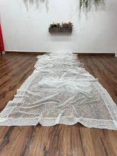 Load image into Gallery viewer, Party Wear White Sequence Pearl Work Soft Net Designer Saree

