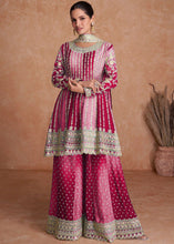 Load image into Gallery viewer, Amazing Dual Color Silk Base Full Stitched Sharara Suit
