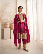 Load image into Gallery viewer, Party Wear Maroon Silk Full Stitched Suit
