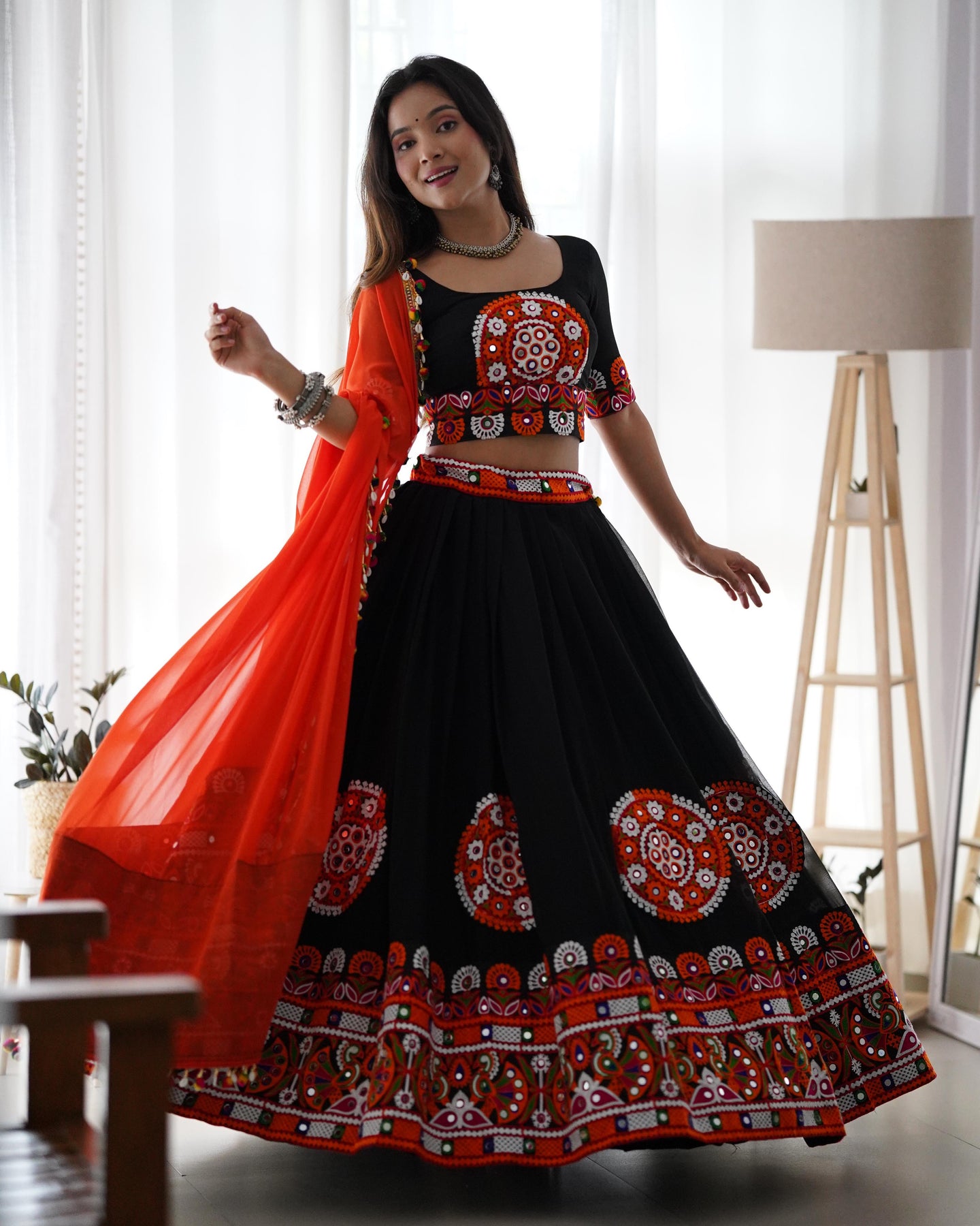 Wedding Wear Black Georgette Lehenga Choli For Navratri