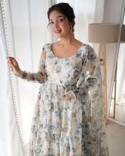 Load image into Gallery viewer, Readymade Organza Silk Floral Print Anarkali Gown Set
