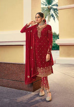 Load image into Gallery viewer, Spunky Georgette With Thread Embroidery Work &amp; Stone Work Straight Cut Slawar Suit
