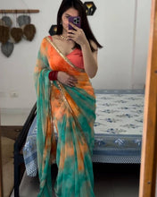 Load image into Gallery viewer, Pleasant Colorful Soft Organza Silk Digital Print Saree Blouse For Girls Wear
