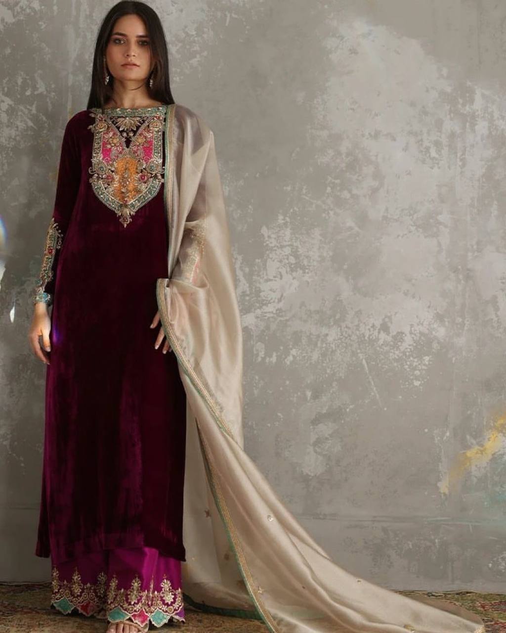 Party Wear Look Velvet Top Dupatta And Fully Stiched Bottom Salwar Suit