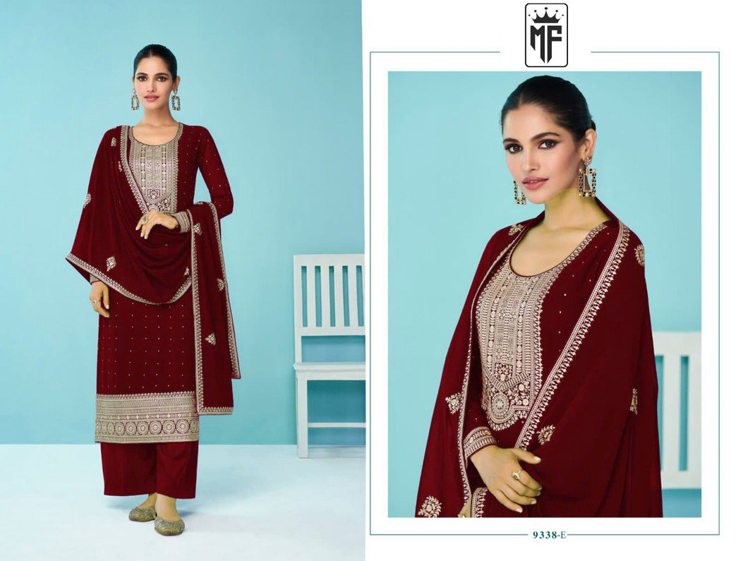 Heavy Fux Georgette With Sequence Embroidery Work And stone work Dress material