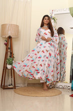 Load image into Gallery viewer, Ethnic Wear Embroidary With Hot Fix Daimond Work White Colour Full Stiched Gown
