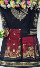 Load image into Gallery viewer, Beautiful Georgette Embroidery Work Semi Stiched Salwar Plazo Suit With Beautiful Duppata
