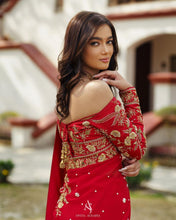 Load image into Gallery viewer, Red Georgette Jari Embroidered Saree Blouse
