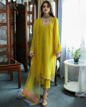 Load image into Gallery viewer, Straight Cut Lemon Yellow Georgette Semi Stitched Suit
