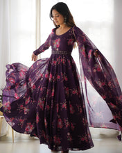 Load image into Gallery viewer, Function Wear Wine Color Printed Fully Stitched Anarkali Designer Gown
